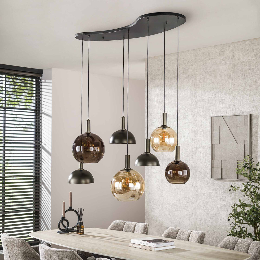Hanglamp Clyde 4+3 L - Industrieelinhuis.nl