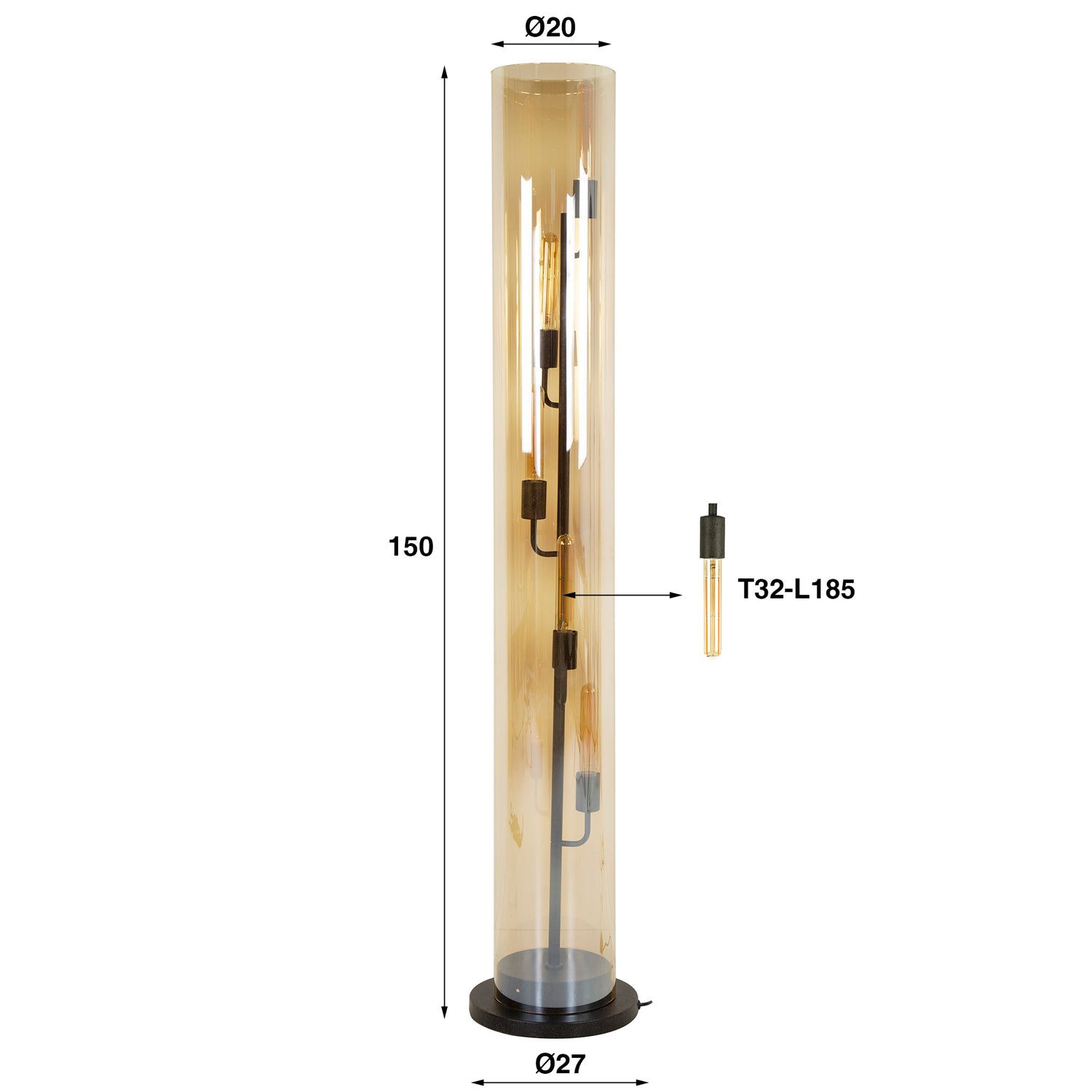 Vloerlamp Polara Tube 5L Amber - Industrieelinhuis.nl