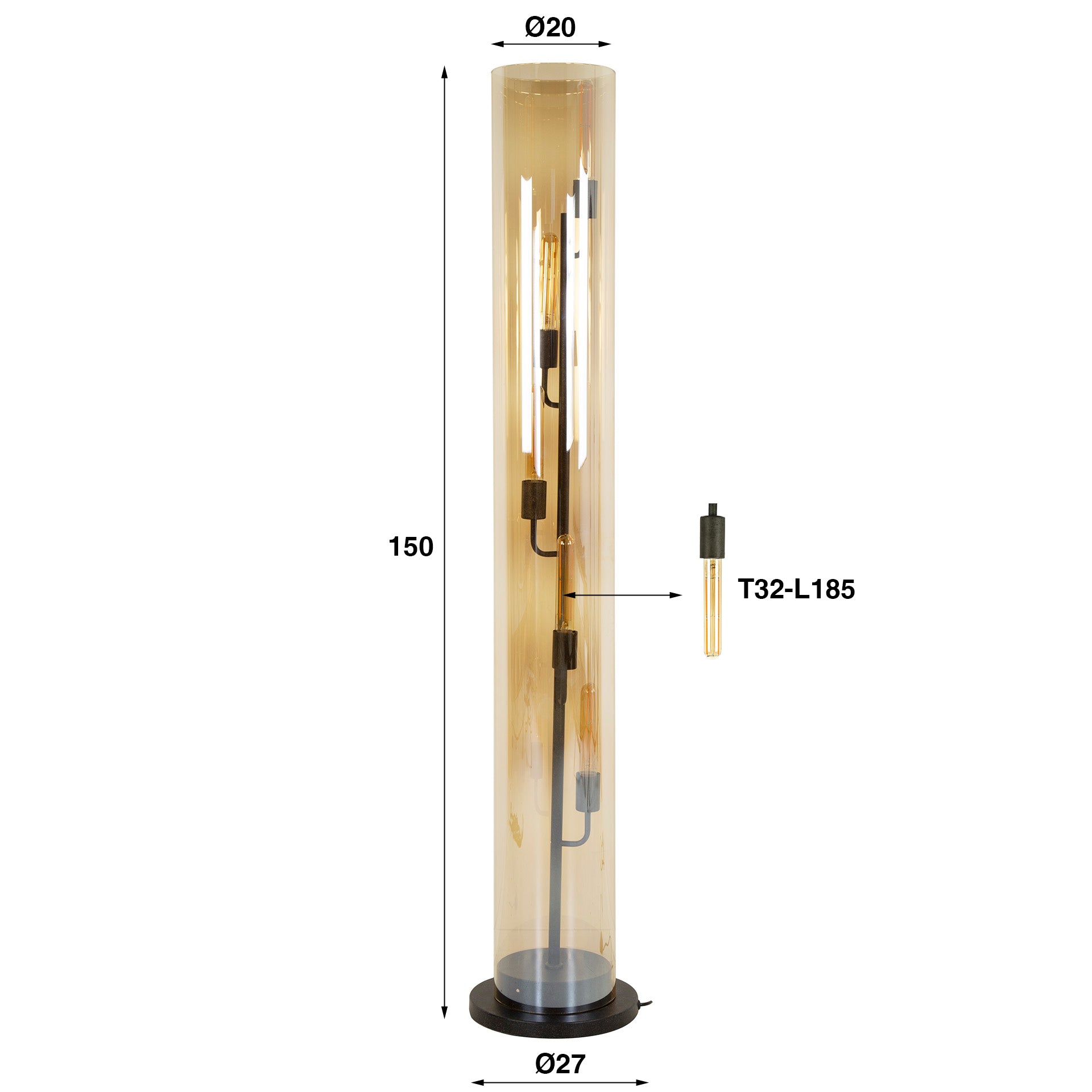 Vloerlamp Polara Tube 5L Amber - Industrieelinhuis.nl