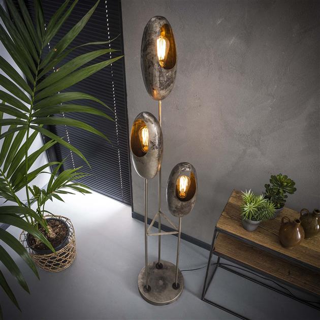 Vloerlamp Yuca Oud zilver 3 lichtpunten - Industrieelinhuis.nl