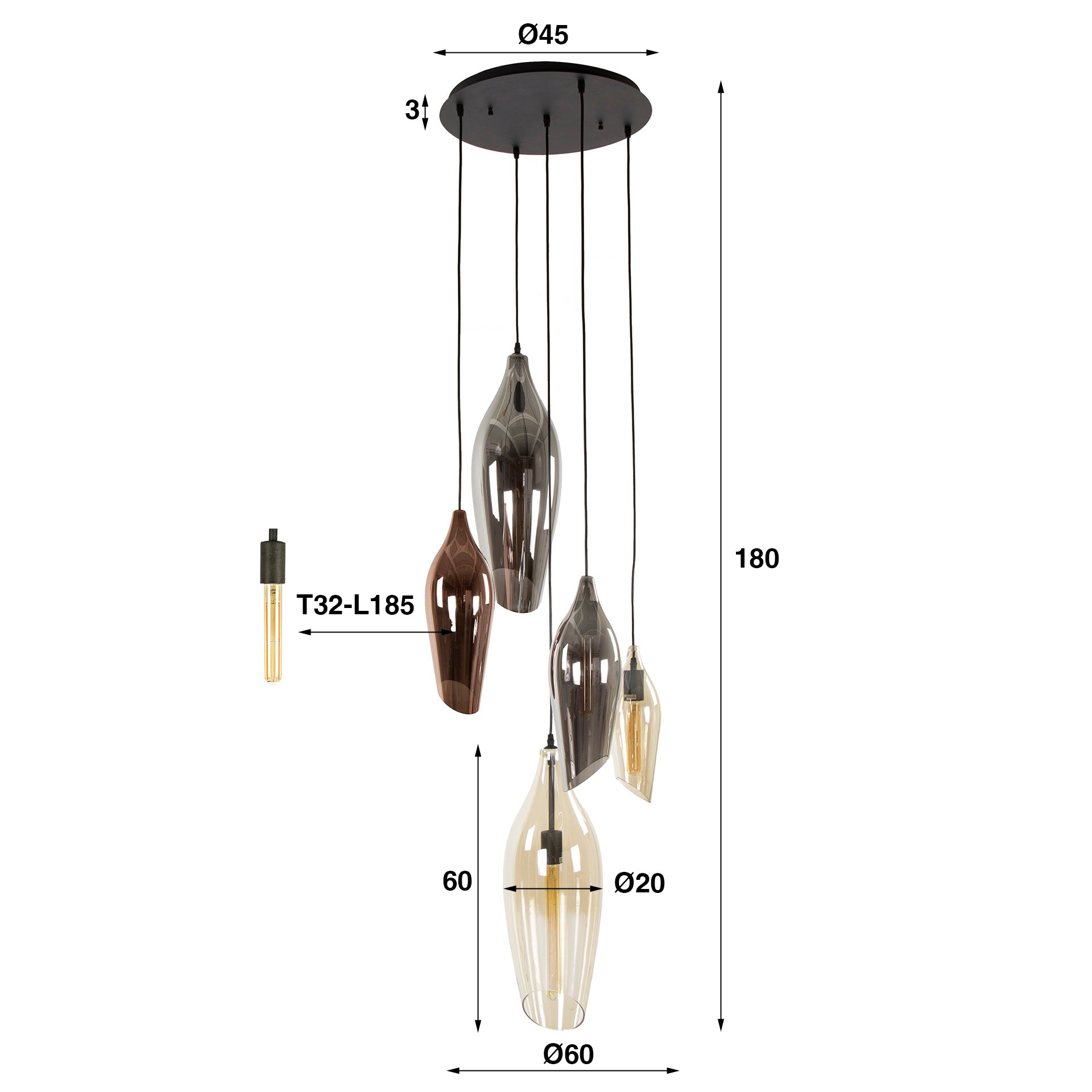 Hanglamp Emma 5L - Industrieelinhuis.nl