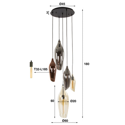Hanglamp Emma 5L - Industrieelinhuis.nl
