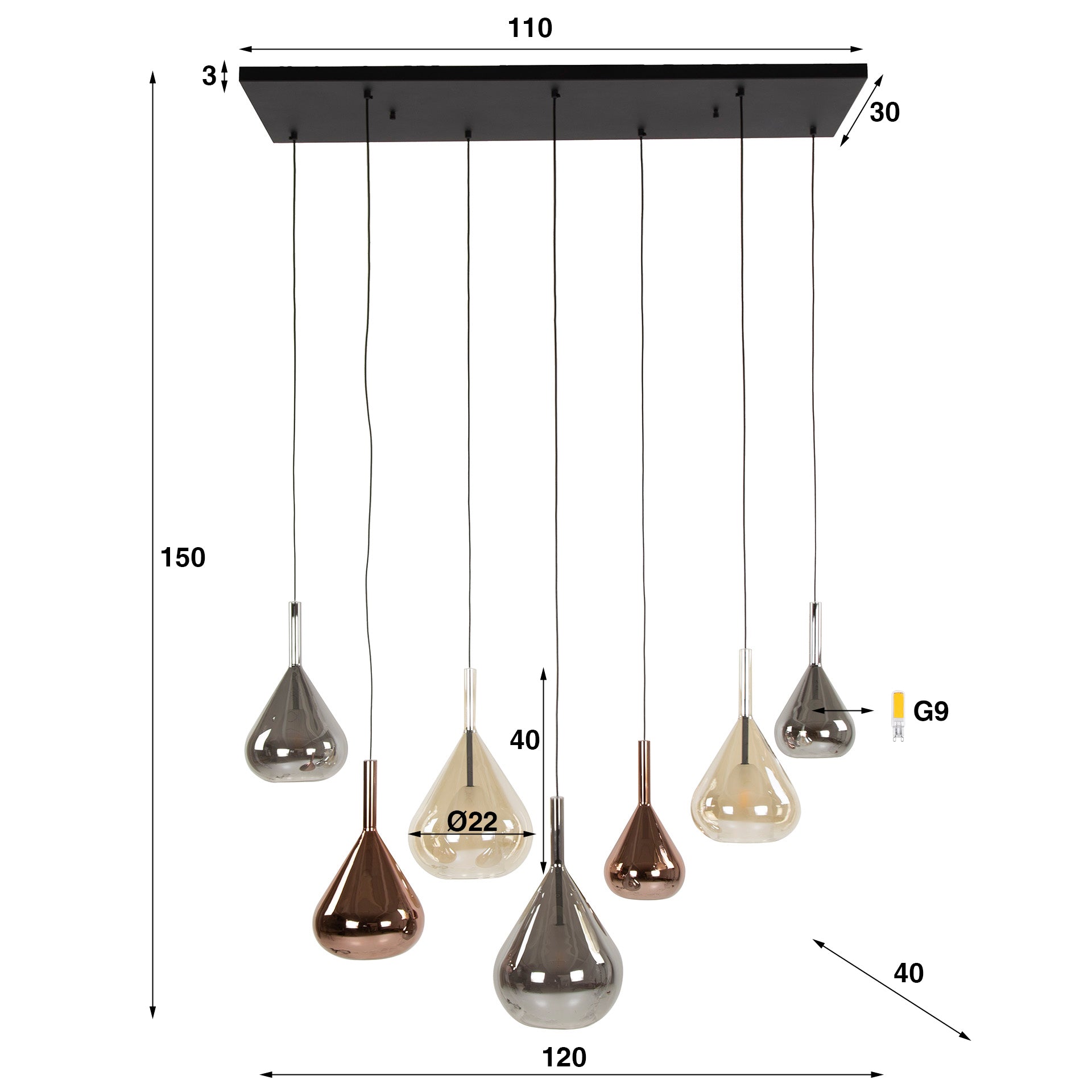Hanglamp Gerry 4+3 - Industrieelinhuis.nl