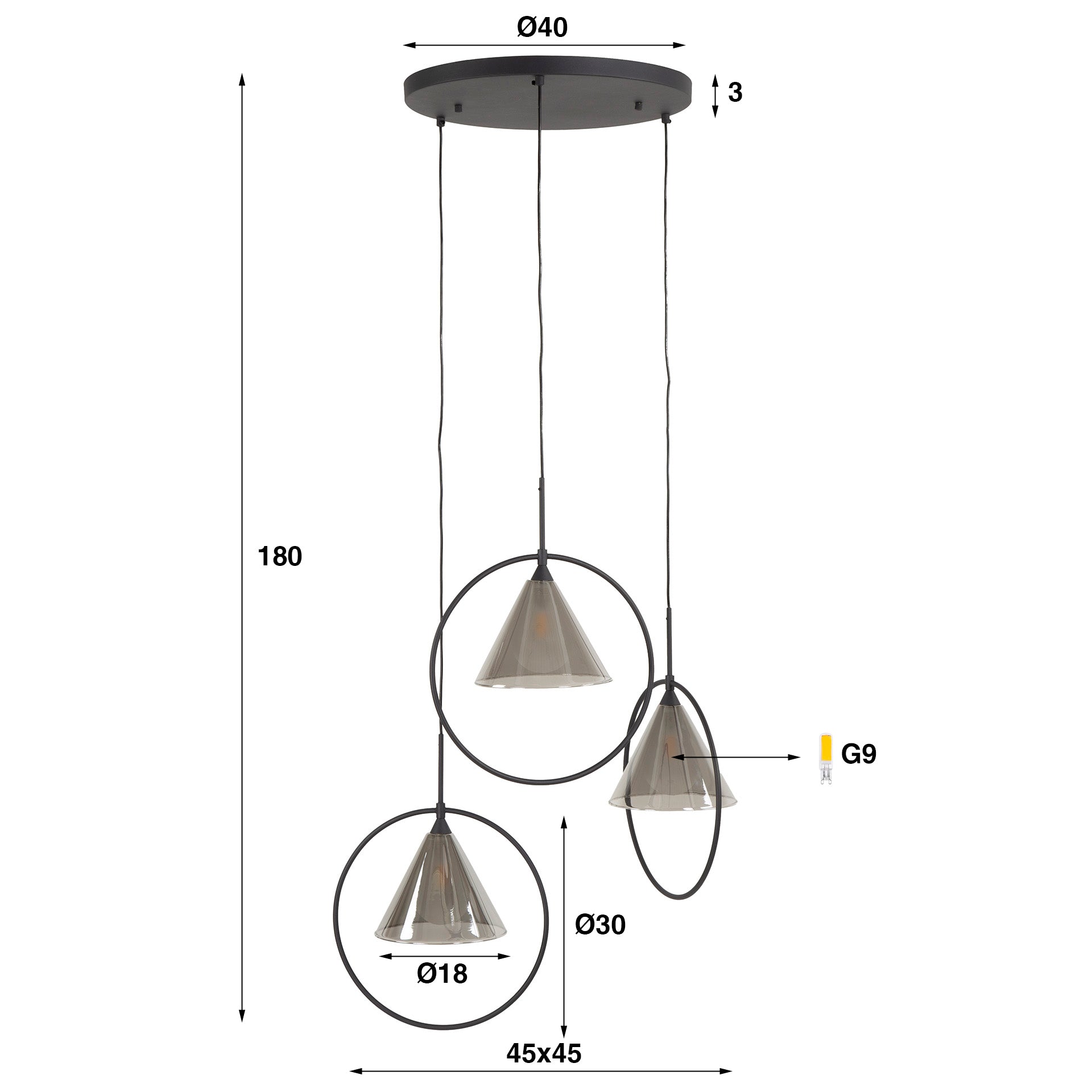 Hanglamp Dafne 3L - Industrieelinhuis.nl