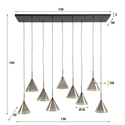 Hanglamp Dafne 5+4L - Industrieelinhuis.nl