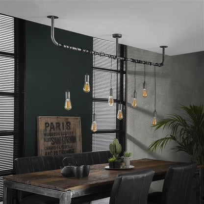 Hanglamp industrieel Robert 8 lichtpunten - Industrieelinhuis.nl