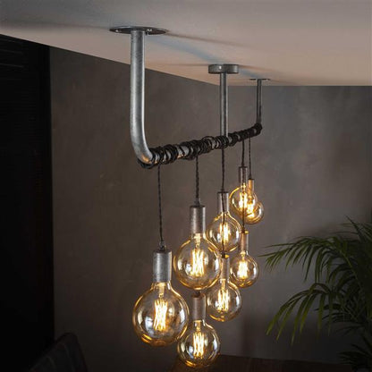Hanglamp industrieel Robert 8 lichtpunten - Industrieelinhuis.nl