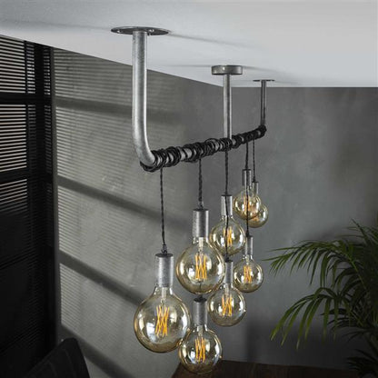 Hanglamp industrieel Robert 8 lichtpunten - Industrieelinhuis.nl