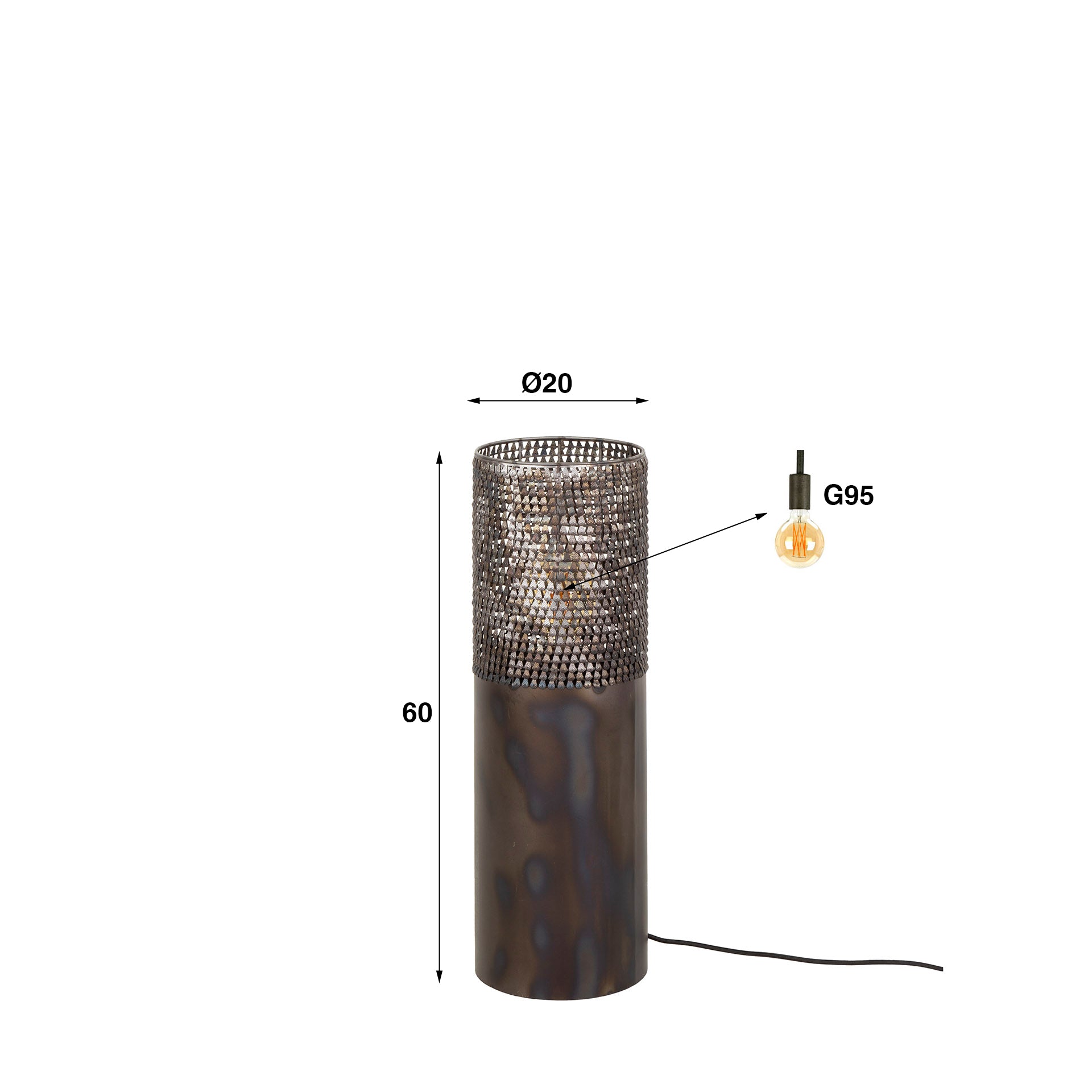 Vloerlamp Glow Ø20 cilinder 60cm - Industrieelinhuis.nl