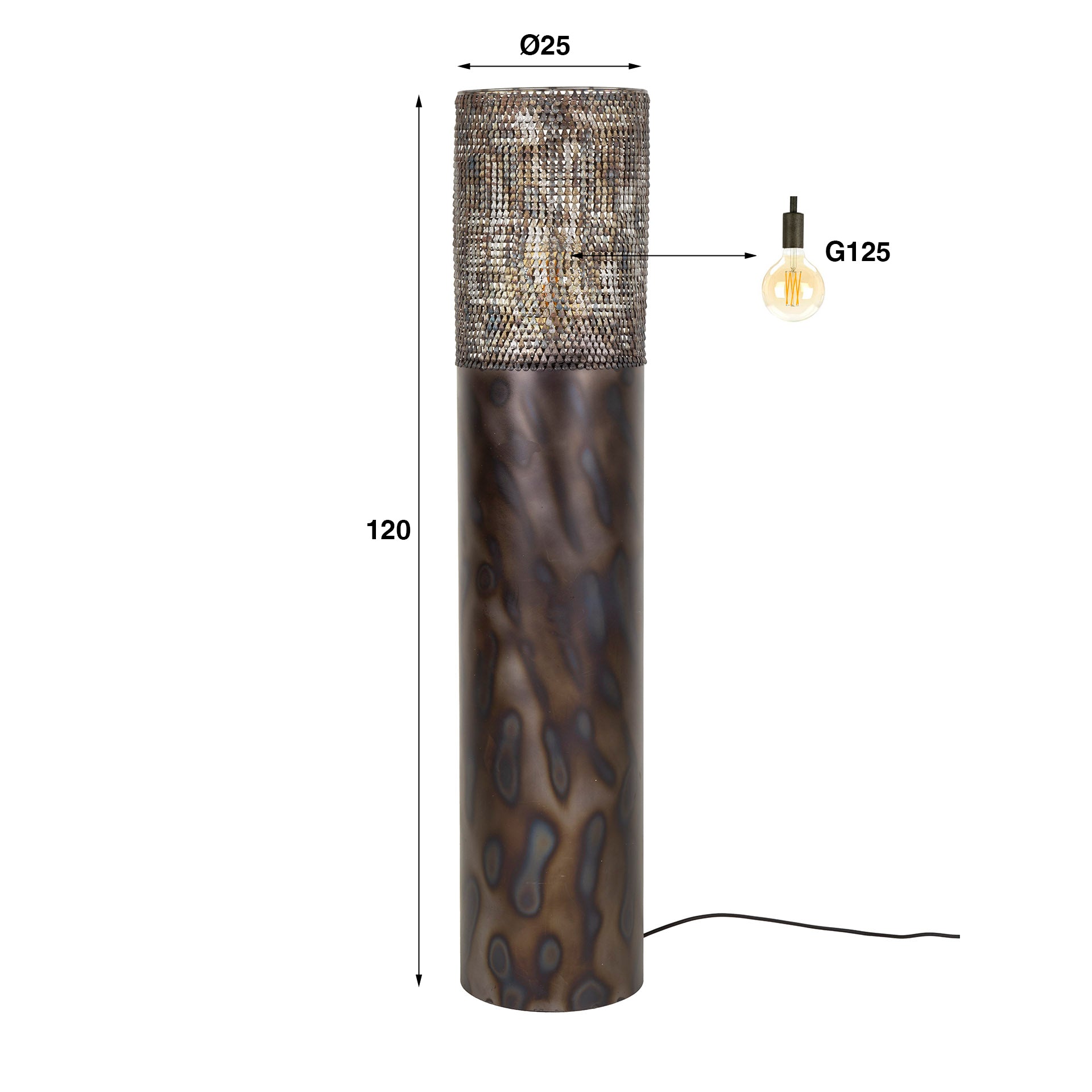 Vloerlamp Glow Ø25 cilinder 120cm - Industrieelinhuis.nl