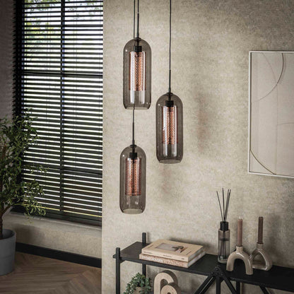 Hanglamp industrieel Diana Zwart set van 3 - Industrieelinhuis.nl