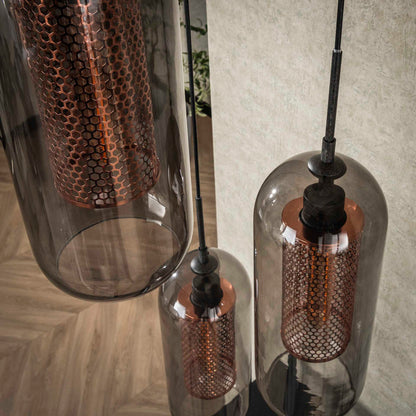 Hanglamp industrieel Diana Zwart set van 3 - Industrieelinhuis.nl