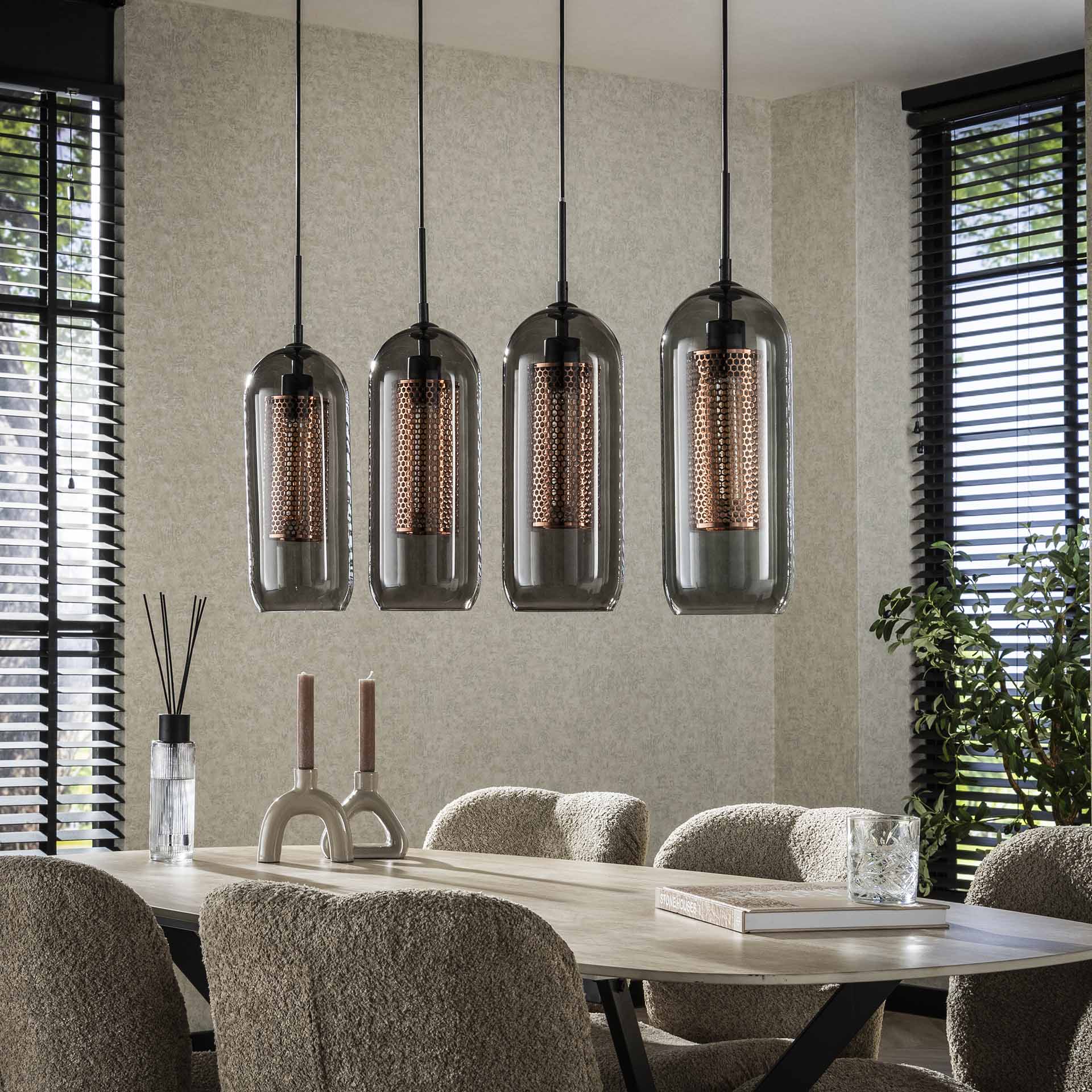 Hanglamp industrieel Diana Zwart set van 4 - Industrieelinhuis.nl