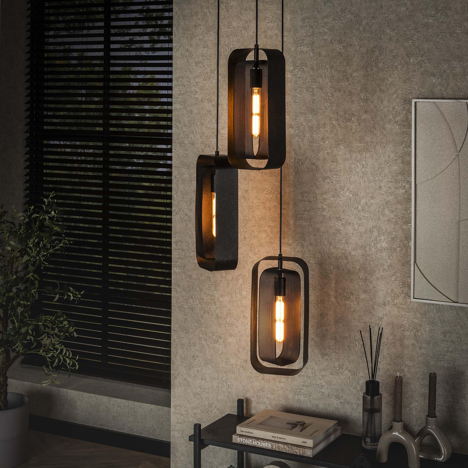 Hanglamp set van 3 Linde Zwart - Industrieelinhuis.nl