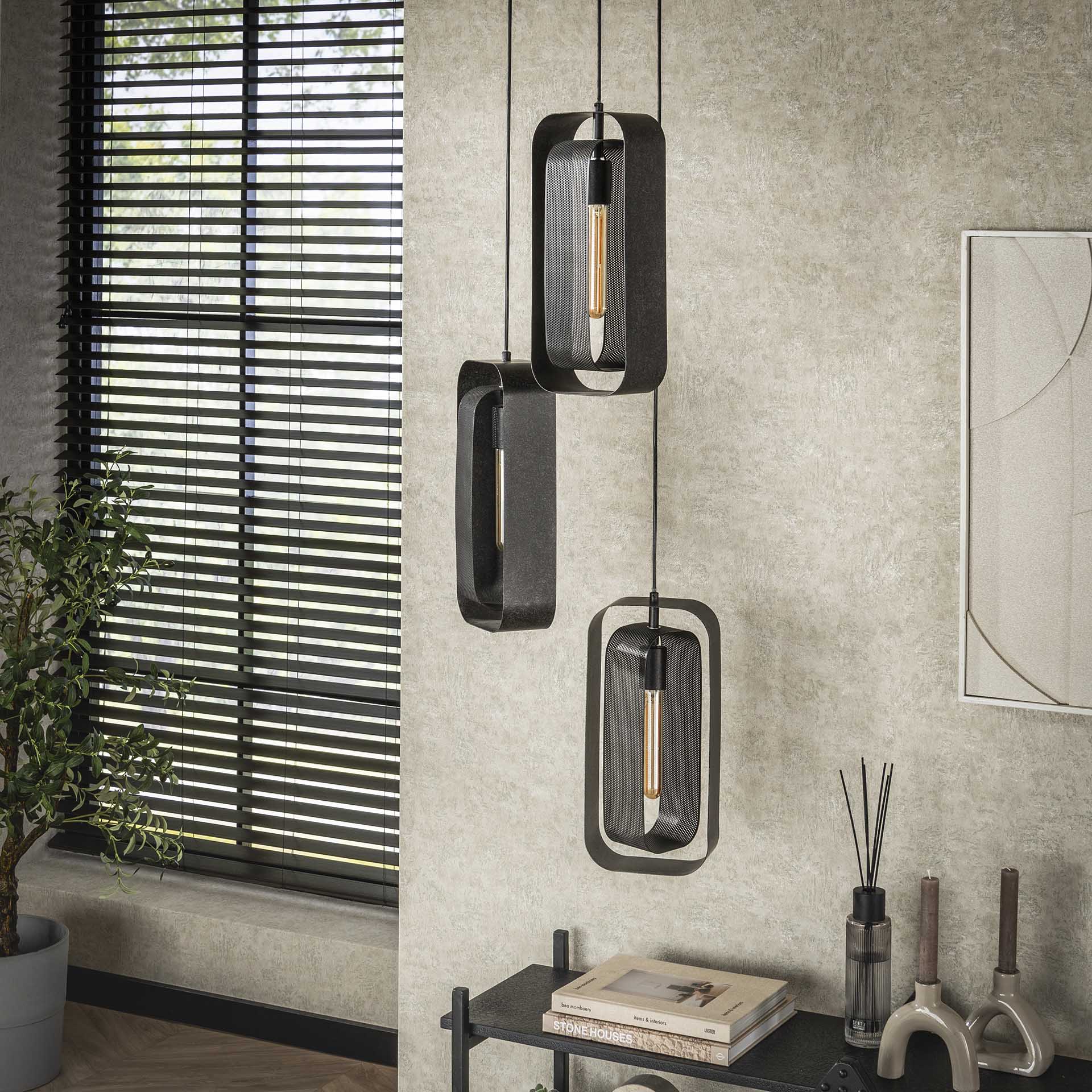 Hanglamp set van 3 Linde Zwart - Industrieelinhuis.nl