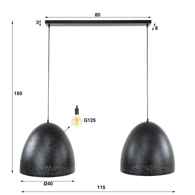 Hanglamp set van 2 Hella Donkergrijs - Industrieelinhuis.nl