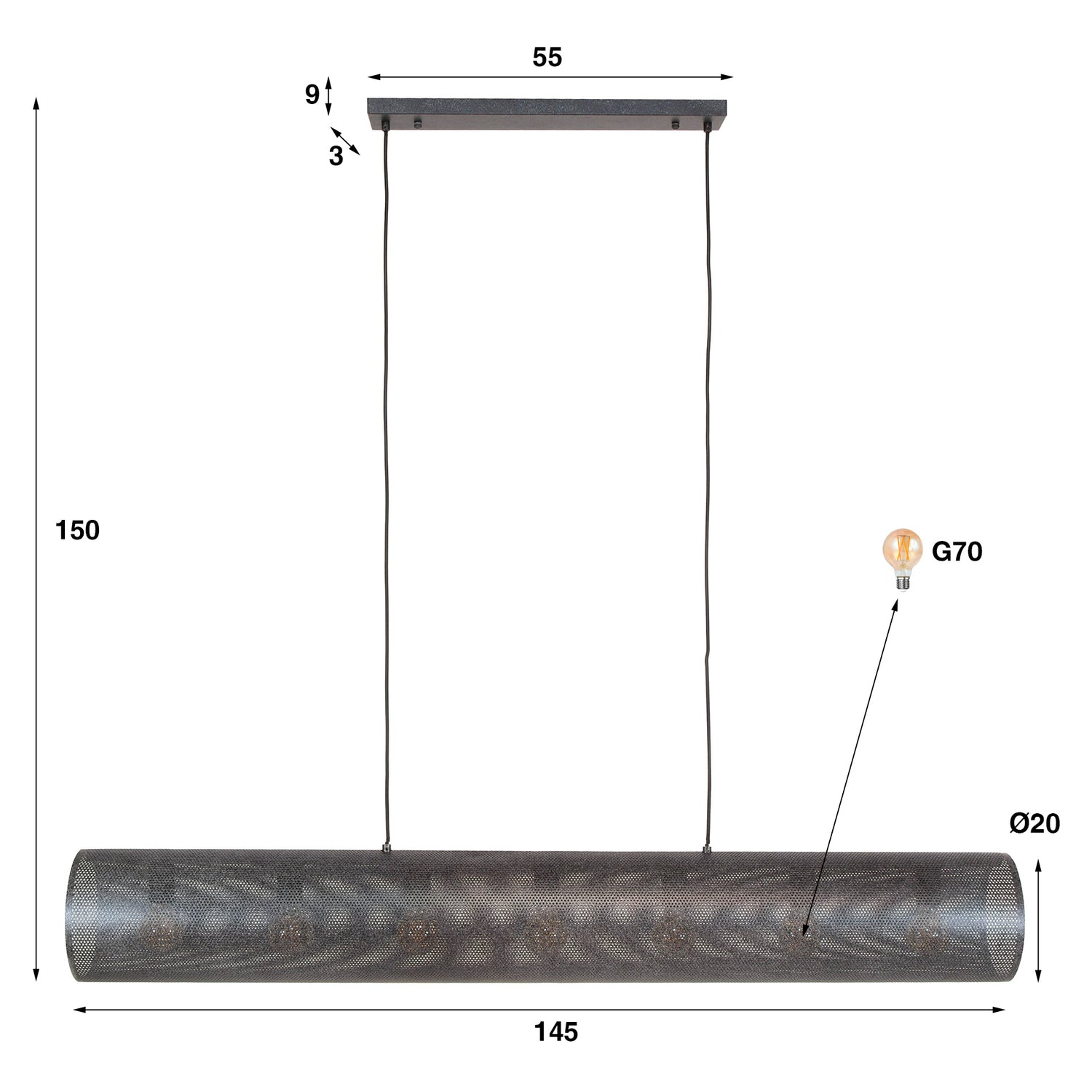 Hanglamp XL Meshglow 7L - Industrieelinhuis.nl
