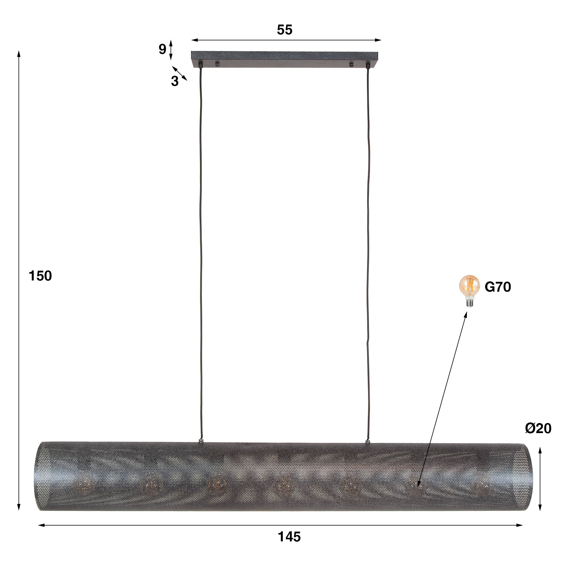 Hanglamp XL Meshglow 7L - Industrieelinhuis.nl