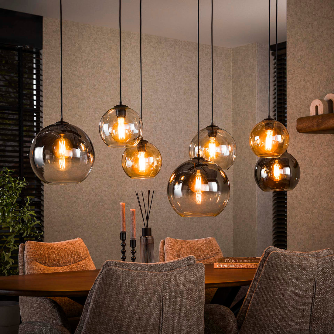 Hanglamp XL set van 7 Mouna Zwart - Industrieelinhuis.nl