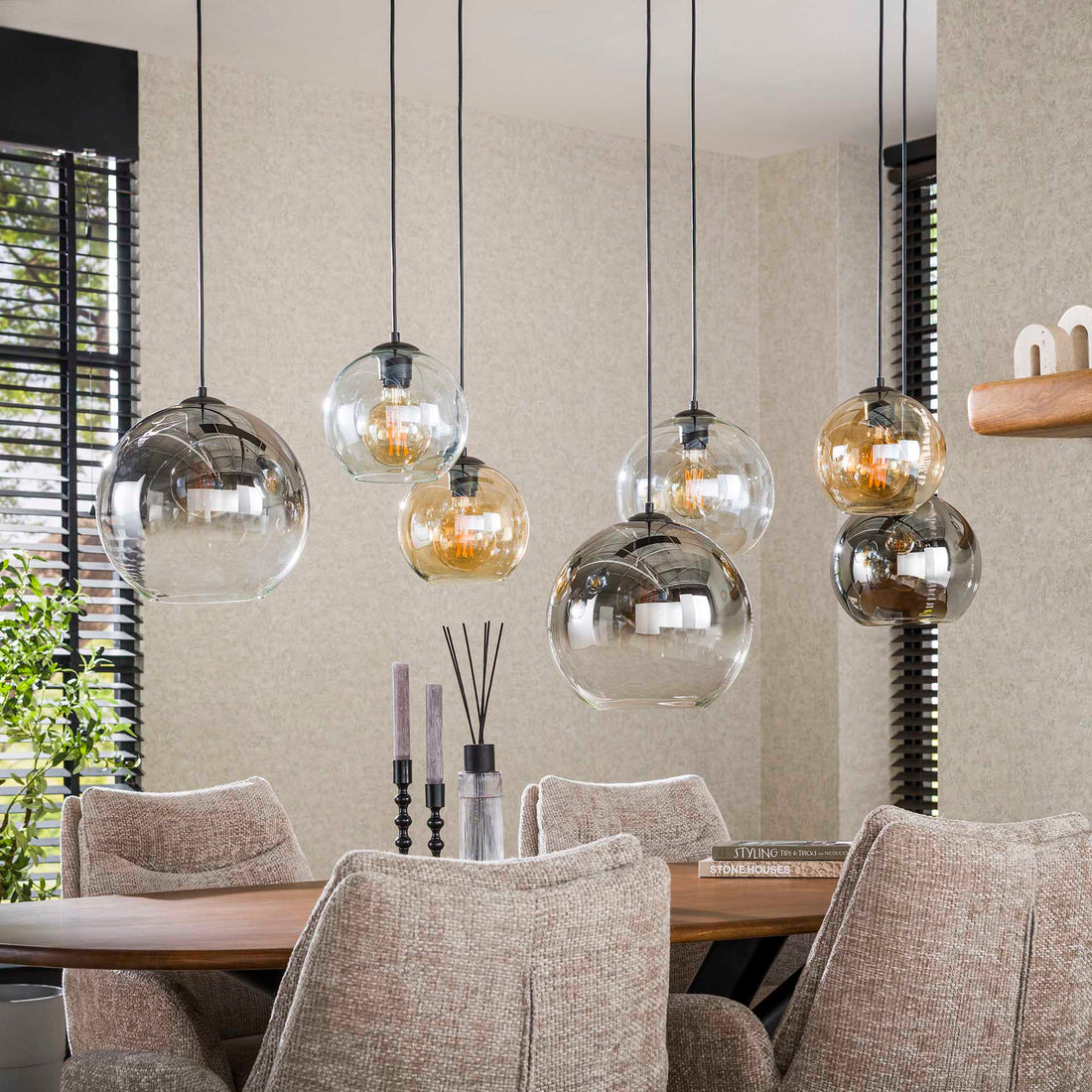 Hanglamp XL set van 7 Mouna Zwart - Industrieelinhuis.nl