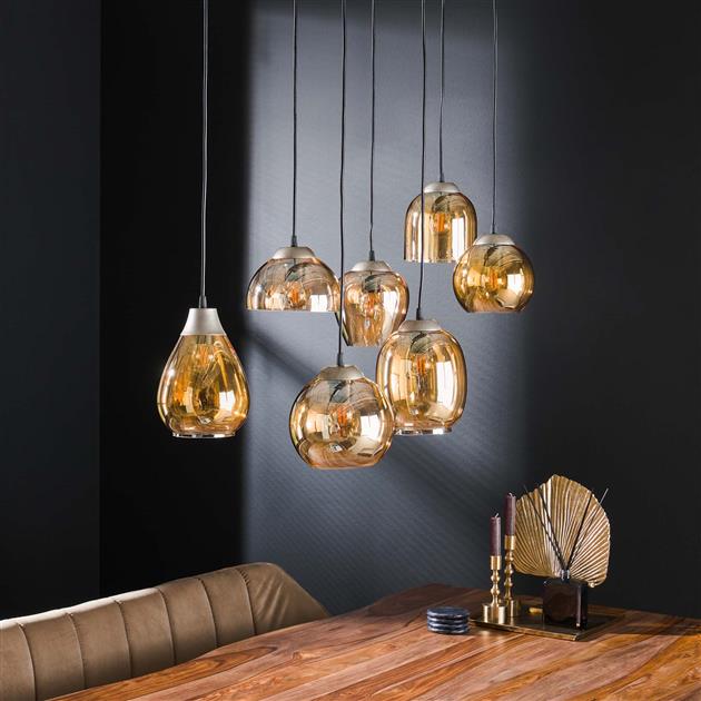 Hanglamp set van 7 Tira Amber - Industrieelinhuis.nl