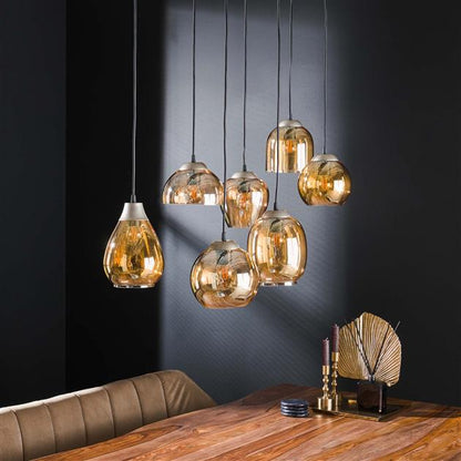 Hanglamp set van 7 Tira Amber - Industrieelinhuis.nl