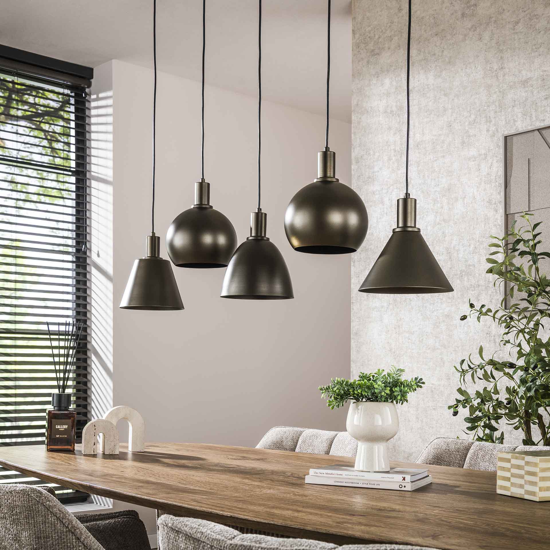 Hanglamp 5L Stellaro Donkerbruin