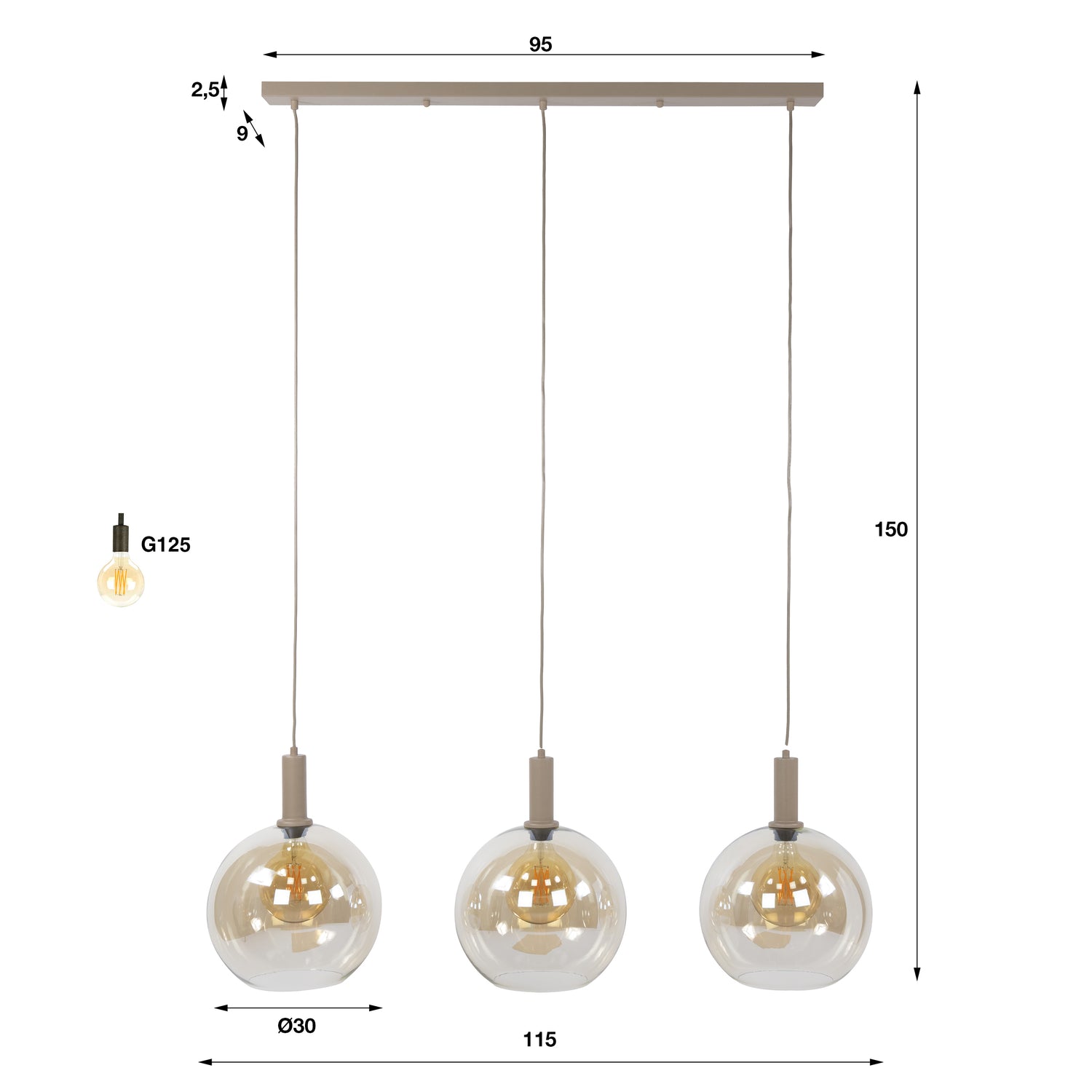 Hanglamp Sfera Tricolore 3L
