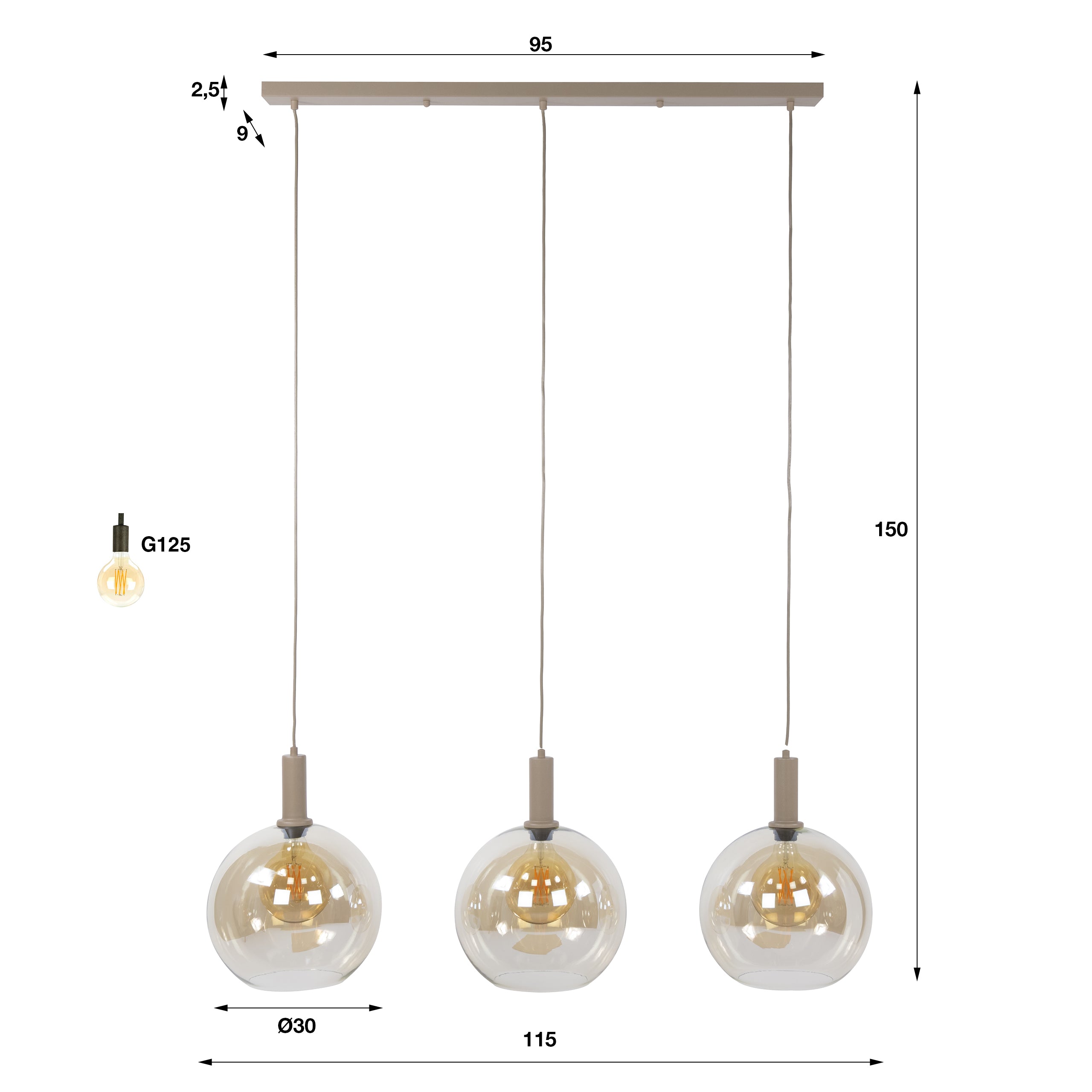 Hanglamp Sfera Tricolore 3L