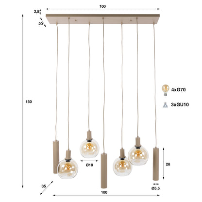 Hanglamp Sfera Tricolore 4+3L