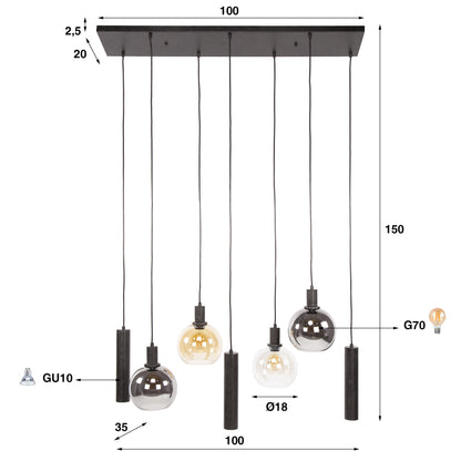 Hanglamp Vera 4L+3L - Industrieelinhuis.nl