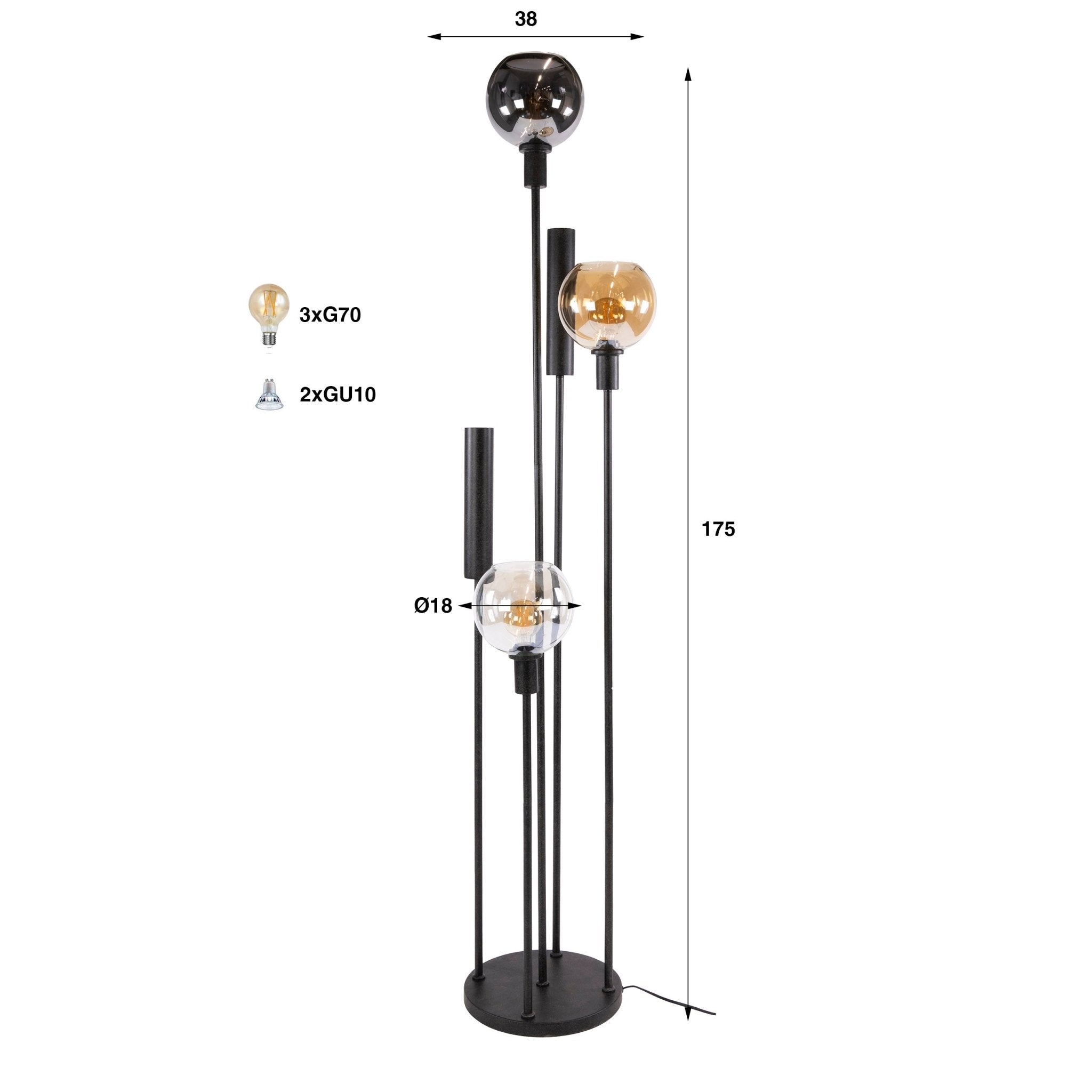 Vloerlamp Sfera Tricolore 5L