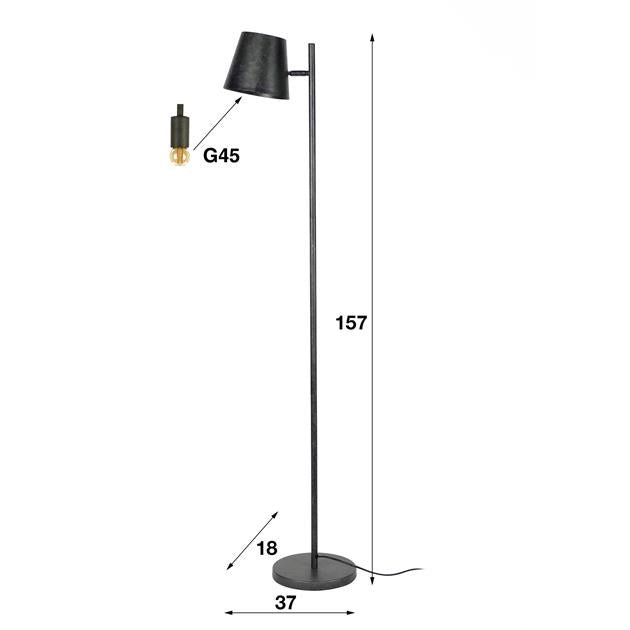 Vloerlamp industrieel Induna Donkergrijs 1 lichtpunt - Industrieelinhuis.nl