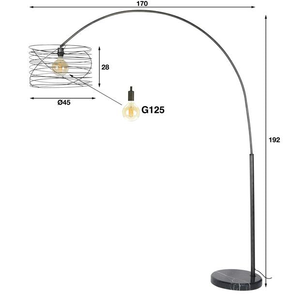 Booglamp Minimal Donkergrijs Ø45 cm - Industrieelinhuis.nl