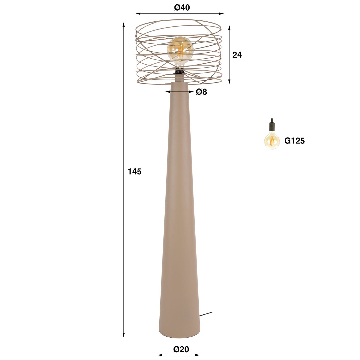 Vloerlamp Curl 1L Beige - Industrieelinhuis.nl