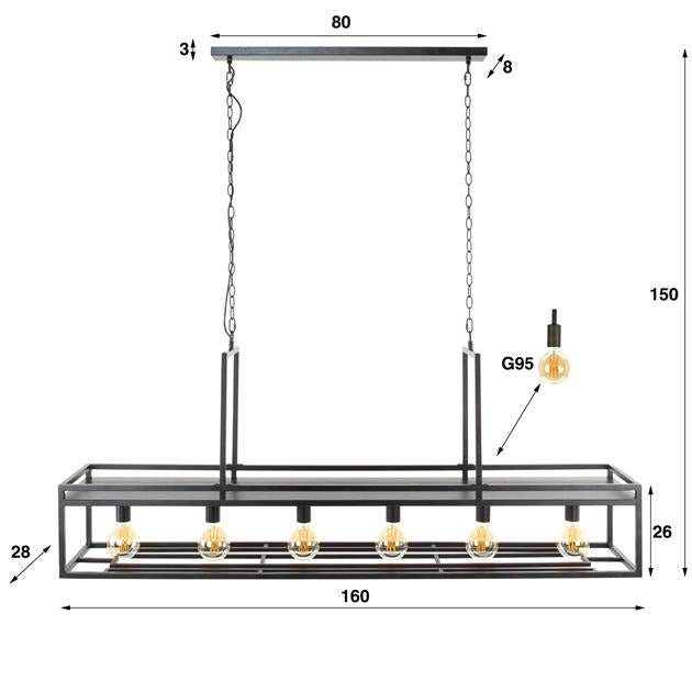 Hanglamp XL Vinca 6 lichtpunten Donkergrijs - Industrieelinhuis.nl