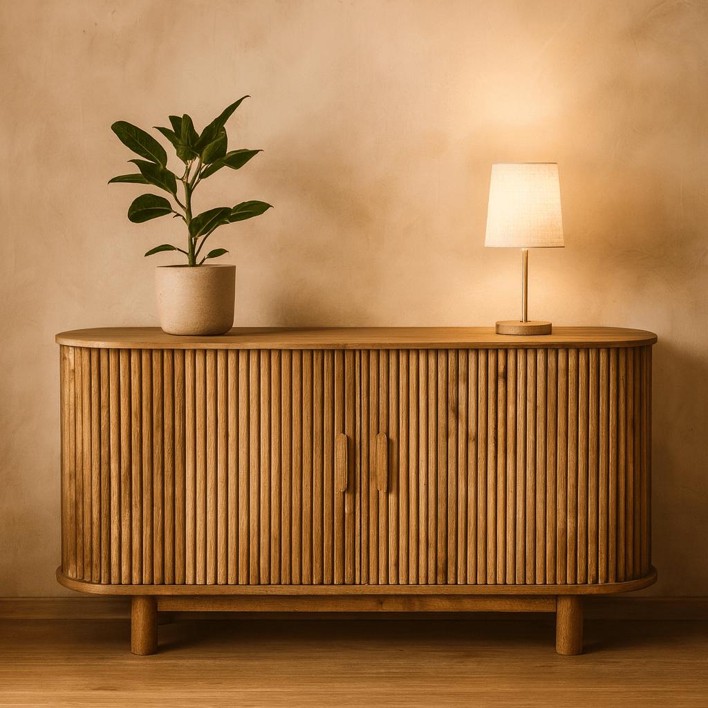 Dressoir kast Ubud met deuren Bali stijl | 160x45x75cm - Industrieelinhuis.nl