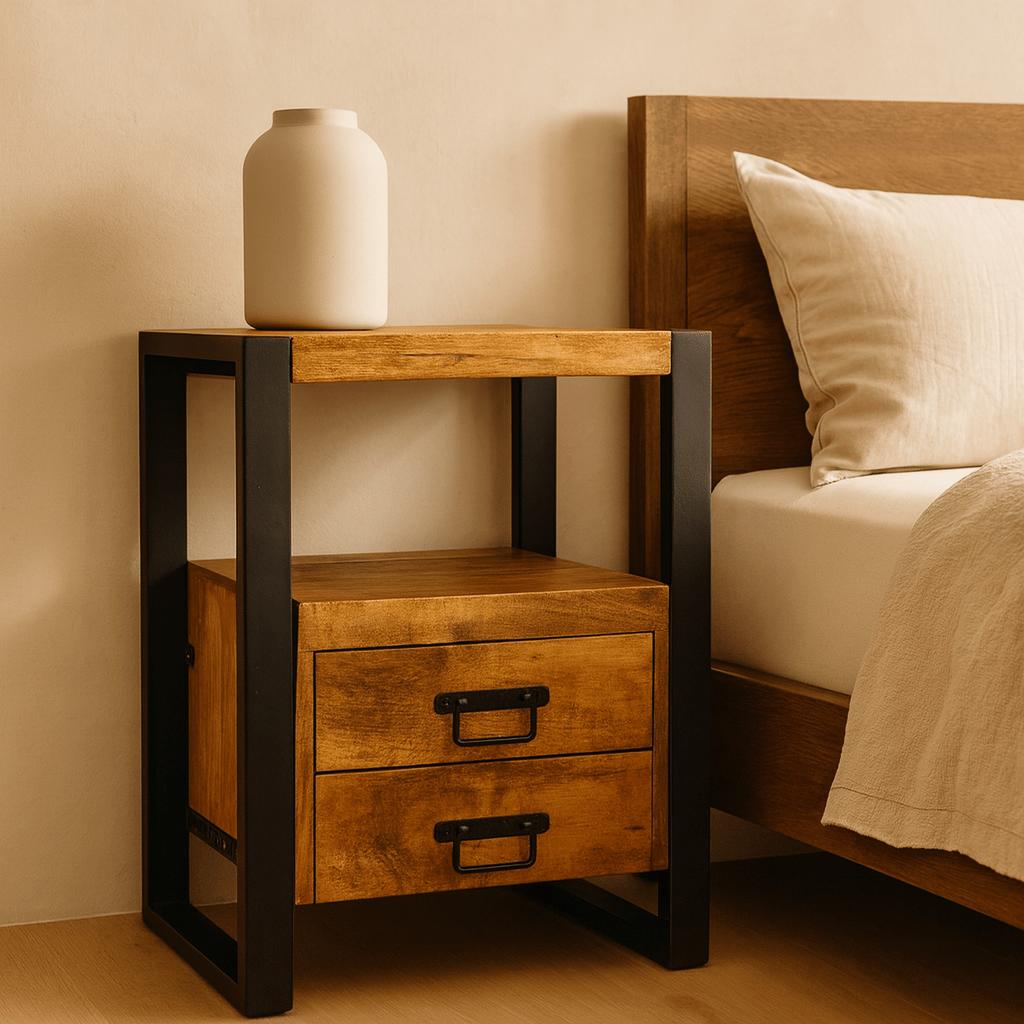 Mango Houten Nachtkastje Britt – 50x40x70cm | Nieuwe Kleurtint Collectie - Industrieelinhuis.nl