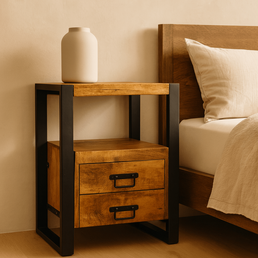 Mango Houten Nachtkastje Britt – 50x40x70cm | Nieuwe Kleurtint Collectie