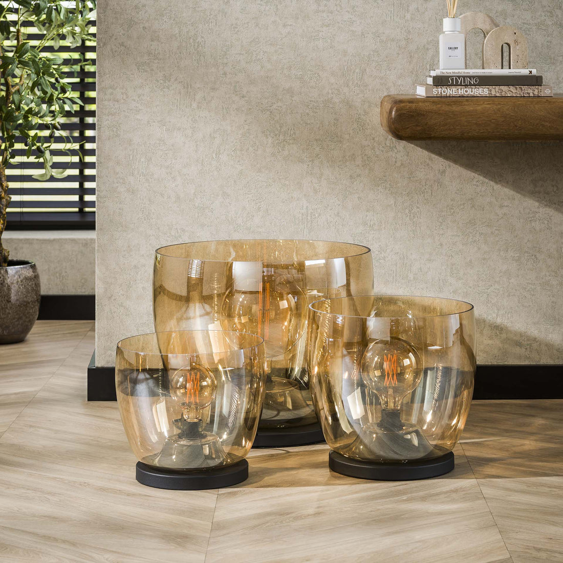 Vloerlamp XL Rise gekleurd glas Amber - Industrieelinhuis.nl