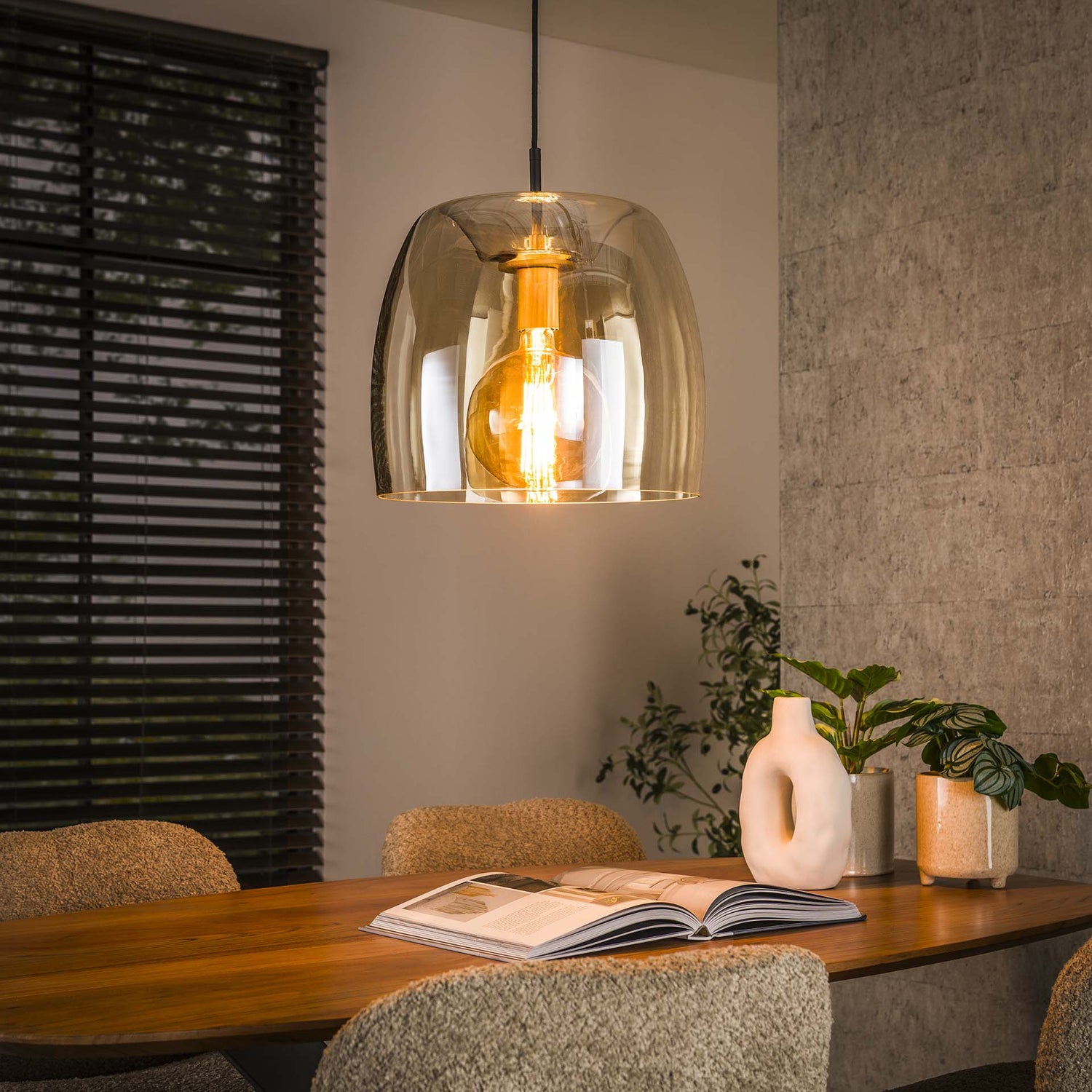 Plafondlamp Liv Glass 1L Amber - Industrieelinhuis.nl