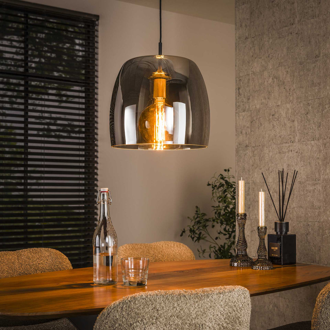 Plafondlamp Liv Glass 1L Smoke Grey - Industrieelinhuis.nl