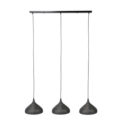 Hanglamp set van 3 Mira Michelle Zwart Bruin Ø32cm - Industrieelinhuis.nl