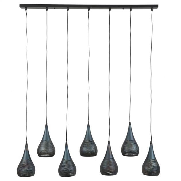 Hanglamp set van 7 Mira Drops Zwart Bruin Ø15 cm - Industrieelinhuis.nl