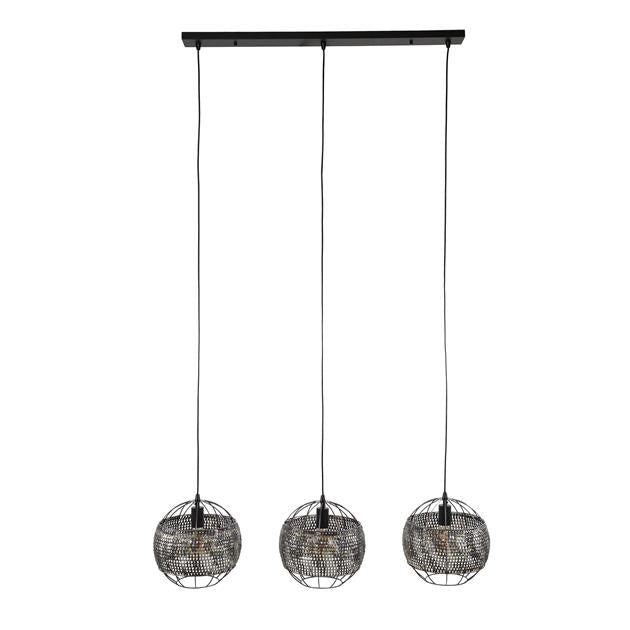 Hanglamp set van 3 Lima Zwart Bruin 3 lichtpunten - Industrieelinhuis.nl