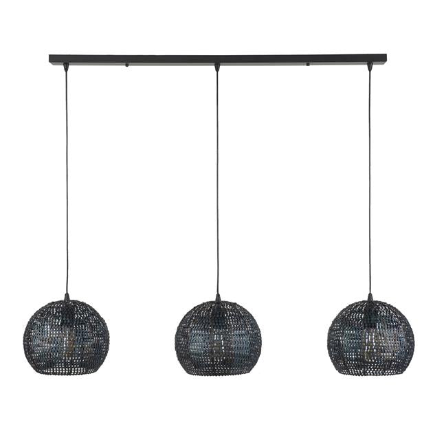 Hanglamp set van 3 Spectle Halfrond Zwart Bruin Ø26 cm - Industrieelinhuis.nl