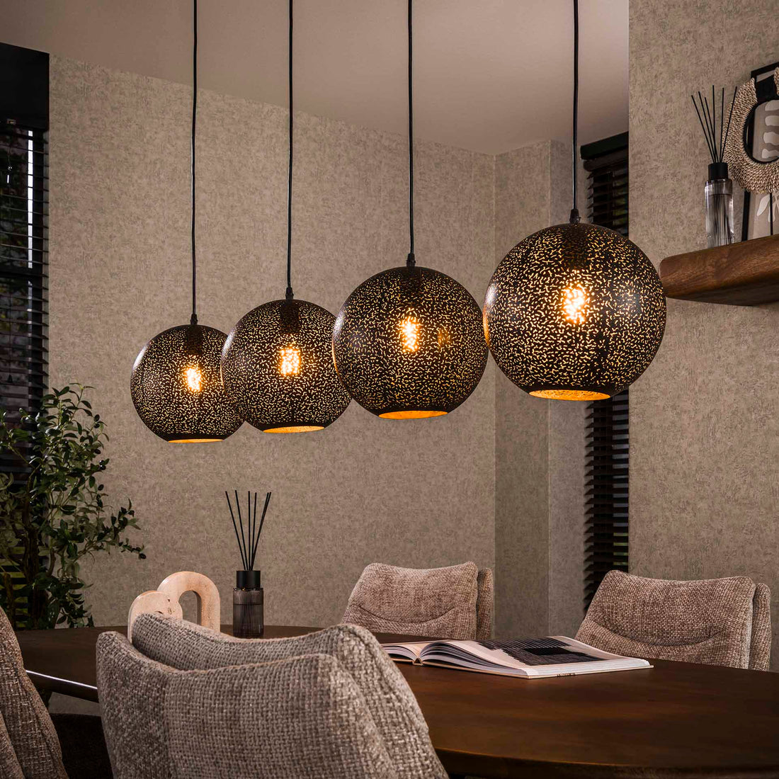 Hanglamp set van 4 Lichtpuntjes Zwart Ø25 cm 4 lichtpunten - Industrieelinhuis.nl
