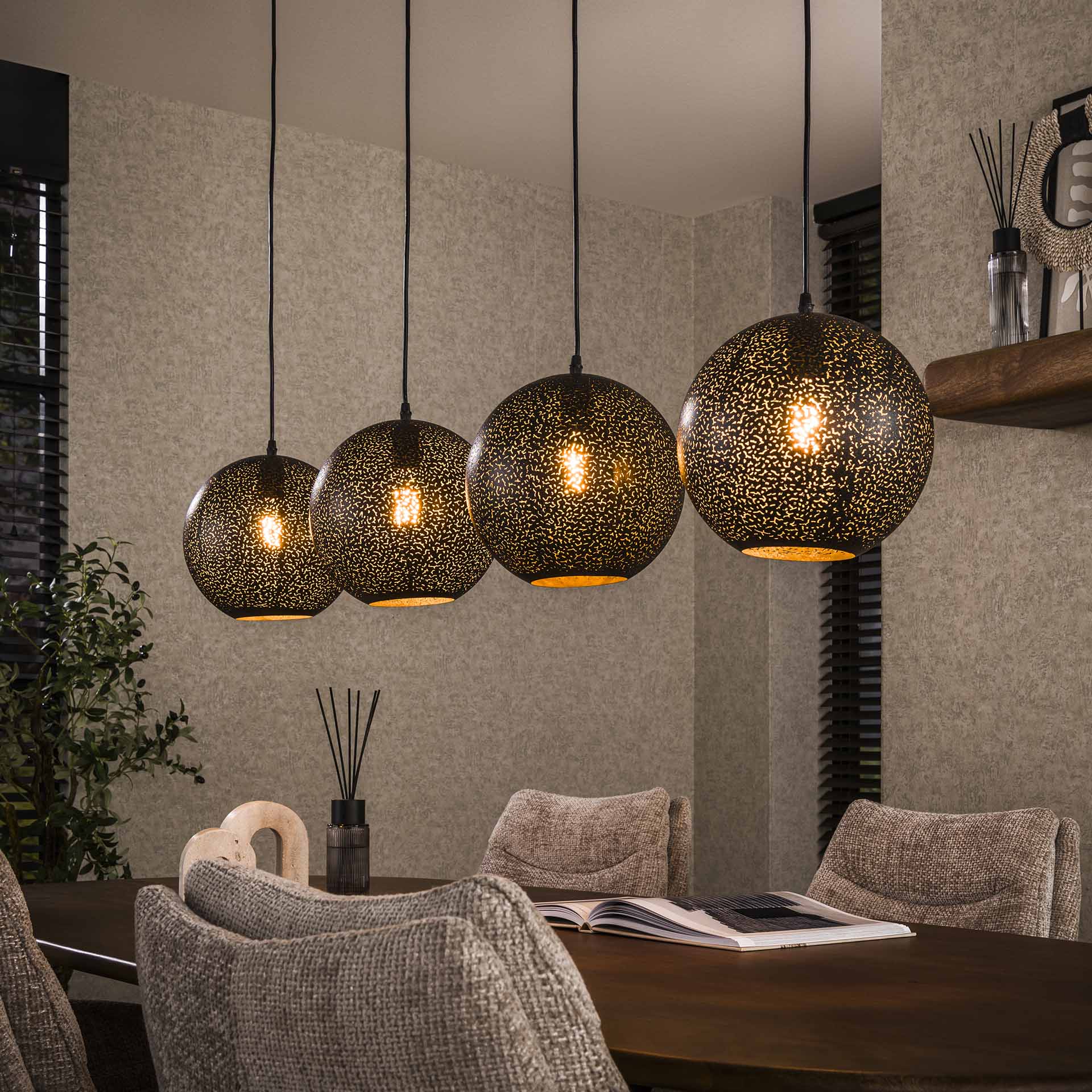 Hanglamp set van 4 Lichtpuntjes Zwart Ø25 cm 4 lichtpunten - Industrieelinhuis.nl