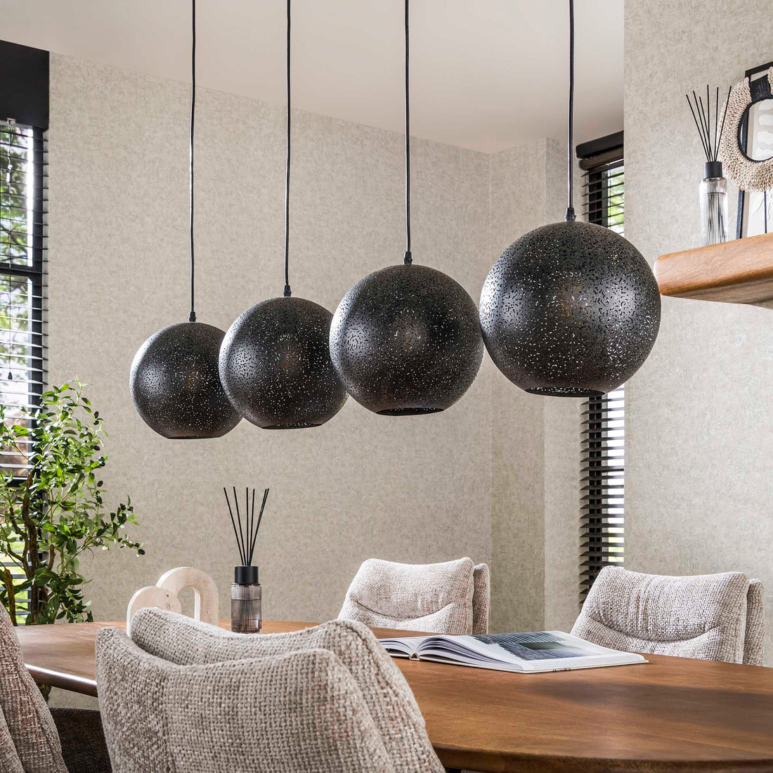 Hanglamp set van 4 Lichtpuntjes Zwart Ø25 cm 4 lichtpunten - Industrieelinhuis.nl