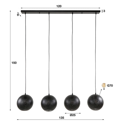 Hanglamp set van 4 Lichtpuntjes Zwart Ø25 cm 4 lichtpunten - Industrieelinhuis.nl